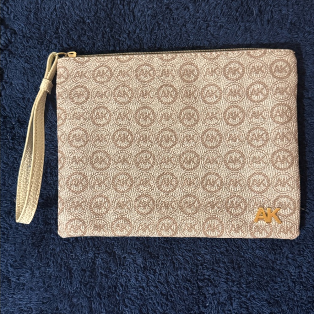 Anne Klein Beige Monogram Clutch